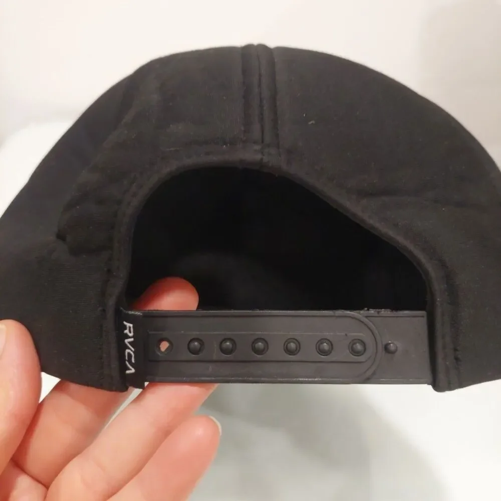 RVCA By PM Tenore Black Snapback Trucker Hat Cap White Duck In Tall Hat RARE